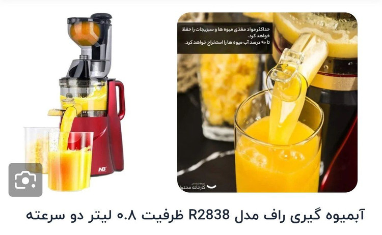 آبمیوه گیری راف مدل 2838 ظرفیت0/8لیتر،2سرعته،اصلی